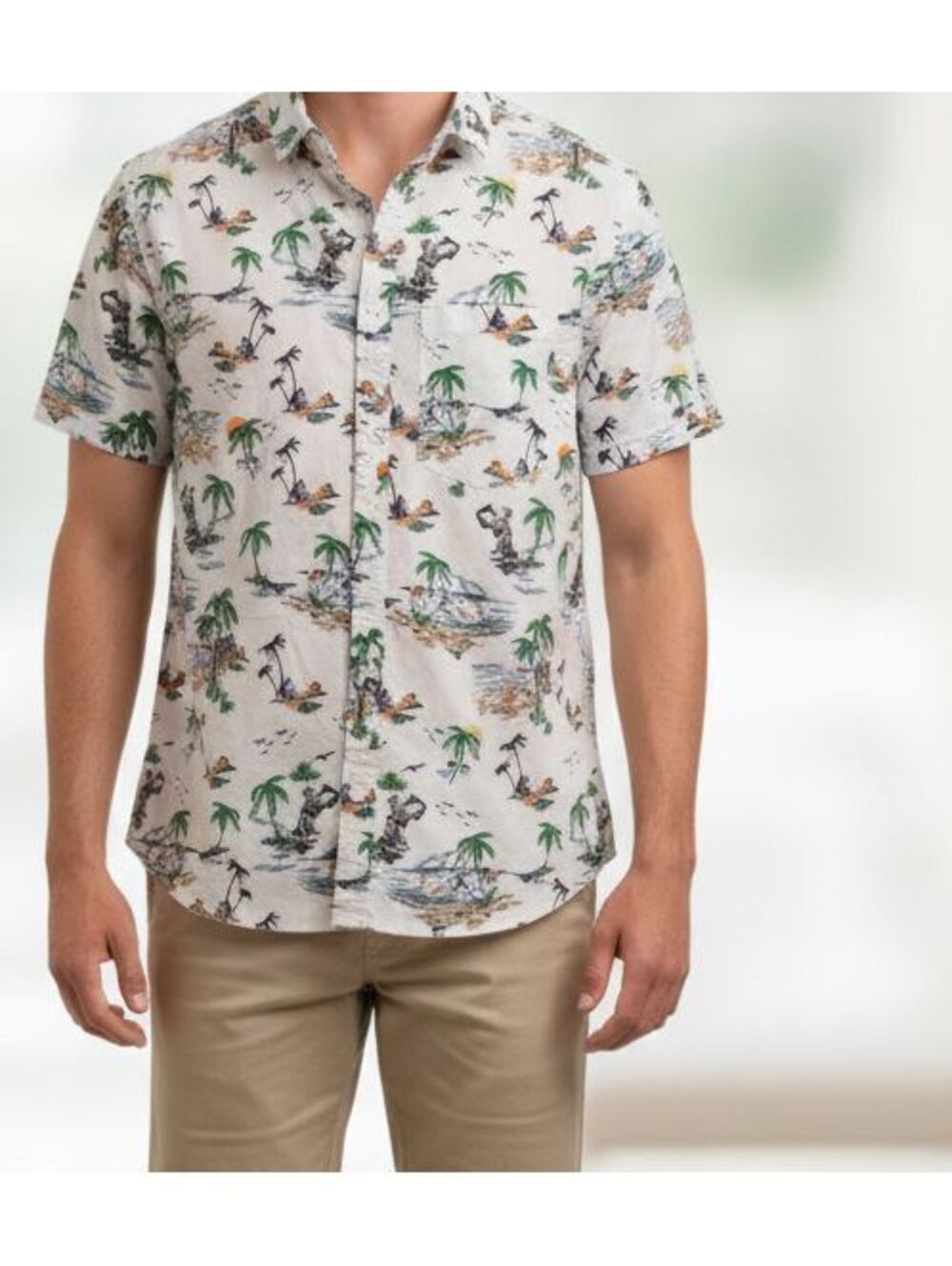 LIKE NEW | Duvin | M | Mens White Tropical Print Shirt